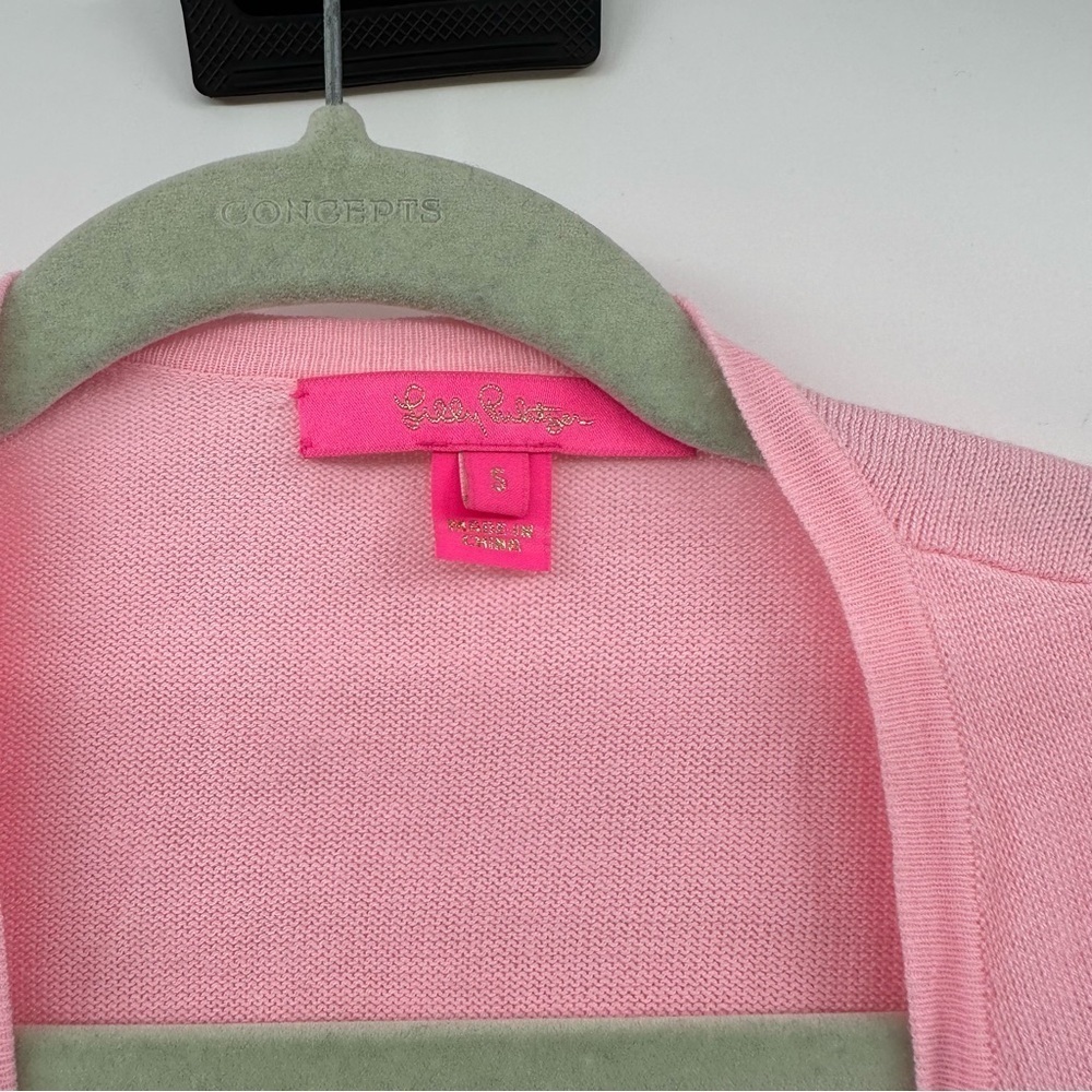 Lilly Pulitzer Pink Dustin Cardigan size S Drape front cashmere blend - Picture 4 of 5